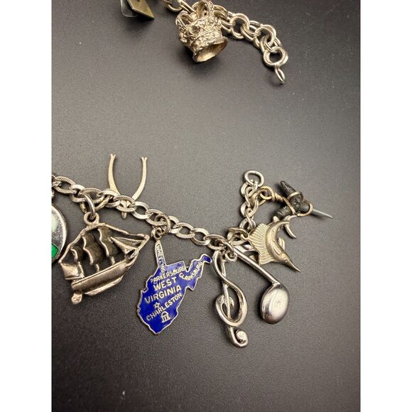Lot of Two Vintage Sterling Charm Bracelets - Picture 8 of 14